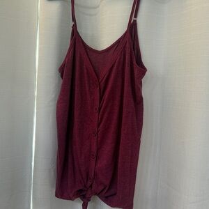 Burgundy Button-Down Tank Top